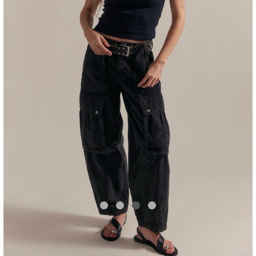 Free People BRAND NEW Black Washed Cargo Denim Jeans with Tag